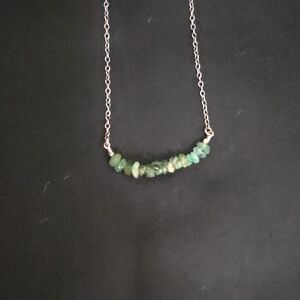 Elegant Silver Necklace with Green Accents